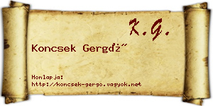 Koncsek Gergő névjegykártya